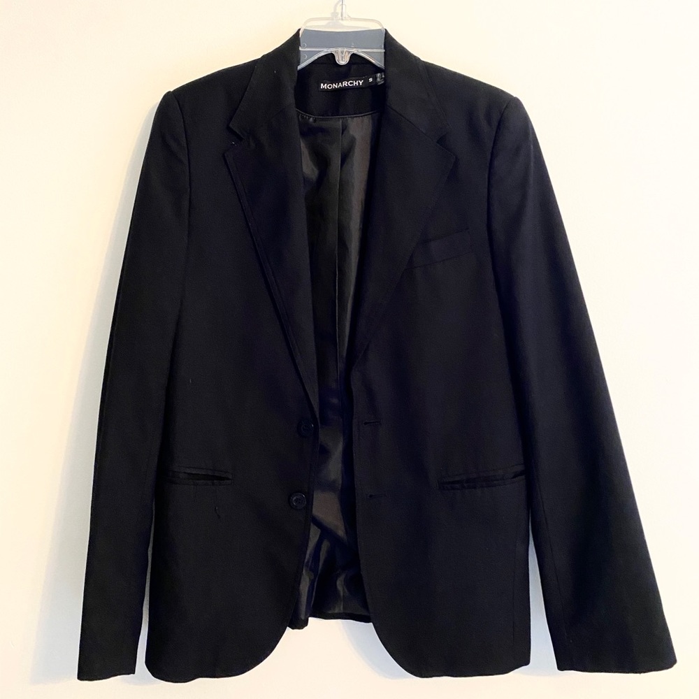 MONARCHY Black Embroidered Detail Blazer Size S